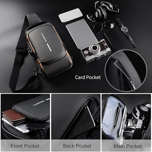 Premium Waterproof Sling Bag with USB Charging – Stylish & Versatile for Men & Women
