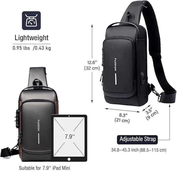 Premium Waterproof Sling Bag with USB Charging – Stylish & Versatile for Men & Women