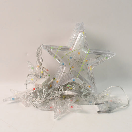 3386 12 Stars Led Curtain String Lights With 8 Flashing Modes For Home Decoration Diwali Wedding Led Christmas Light Indoor And Outdoor Light Festival Decoration (Multicolor)