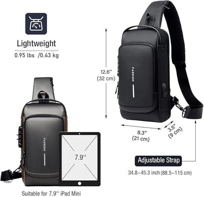 Premium Waterproof Sling Bag with USB Charging – Stylish & Versatile for Men & Women