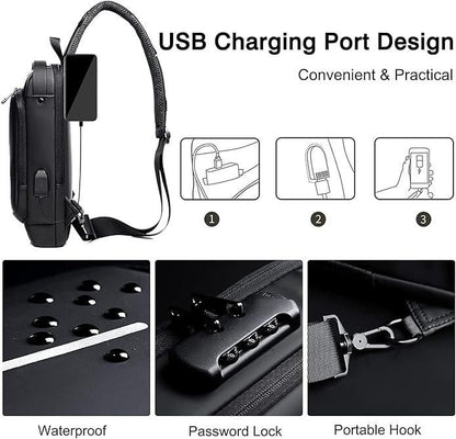 Premium Waterproof Sling Bag with USB Charging – Stylish & Versatile for Men & Women