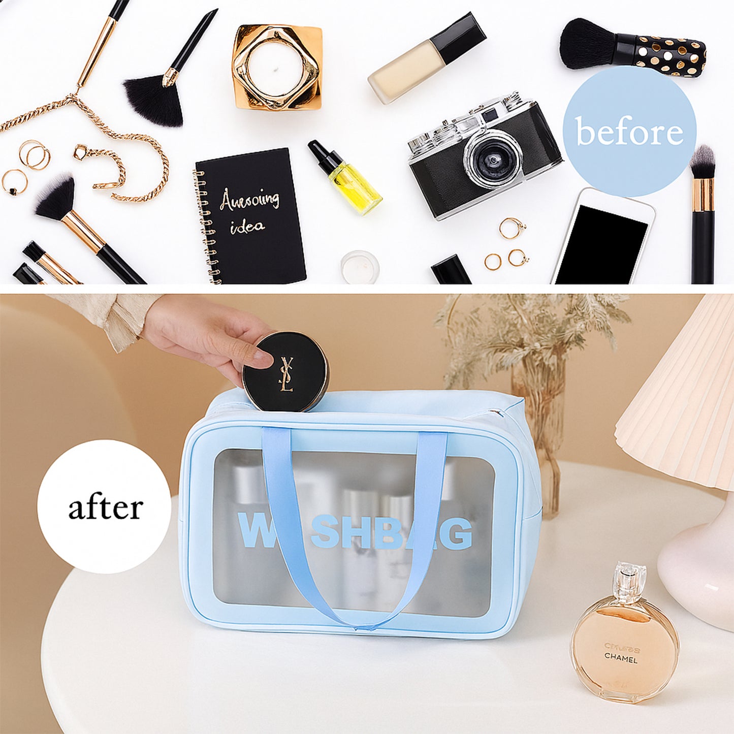 PackSmart 3-Piece Transparent Washbag Set