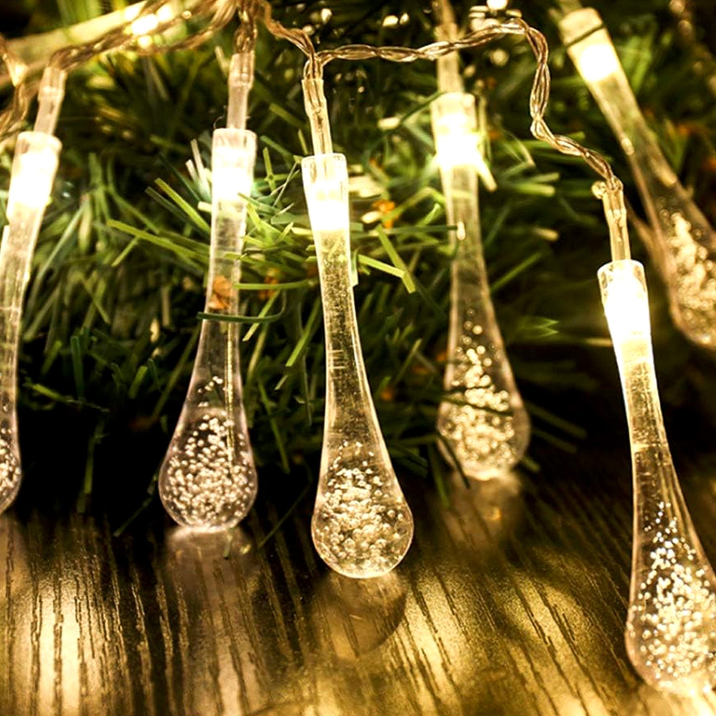 Decorative Led Lighting Chain With Crystal Water Drop Bulbs 3 Mtr
