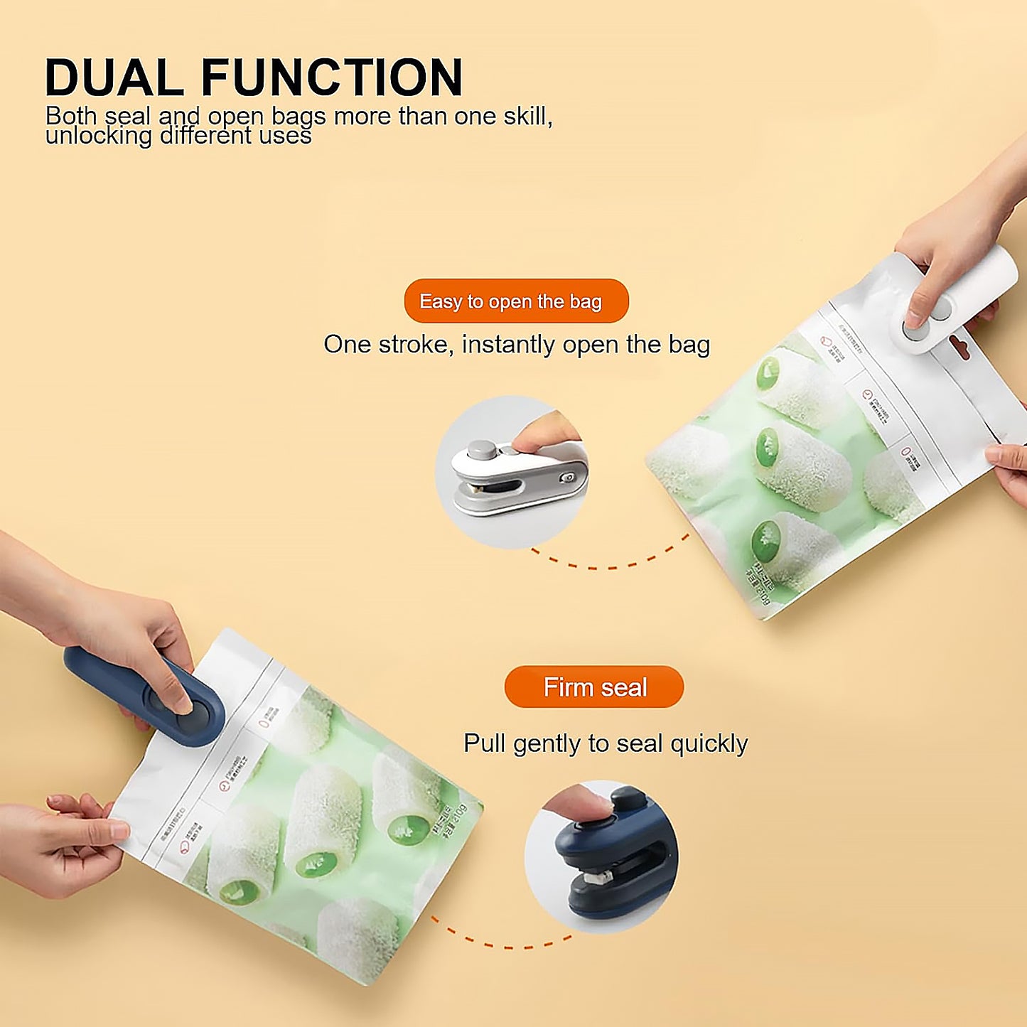 Mini Bag Sealer – 2 in 1 Heat Sealer & Cutter | USB Rechargeable Portable Food Sealing Machine for Snacks & Storage