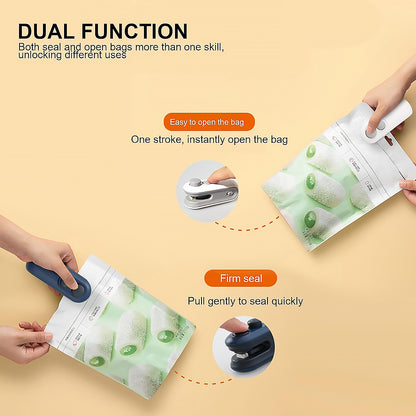 Mini Bag Sealer – 2 in 1 Heat Sealer & Cutter | USB Rechargeable Portable Food Sealing Machine for Snacks & Storage