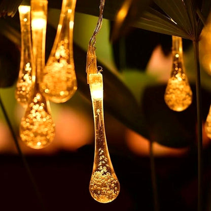 Decorative Led Lighting Chain With Crystal Water Drop Bulbs 3 Mtr