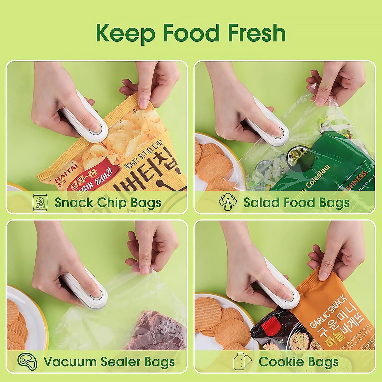 Mini Bag Sealer – 2 in 1 Heat Sealer & Cutter | USB Rechargeable Portable Food Sealing Machine for Snacks & Storage
