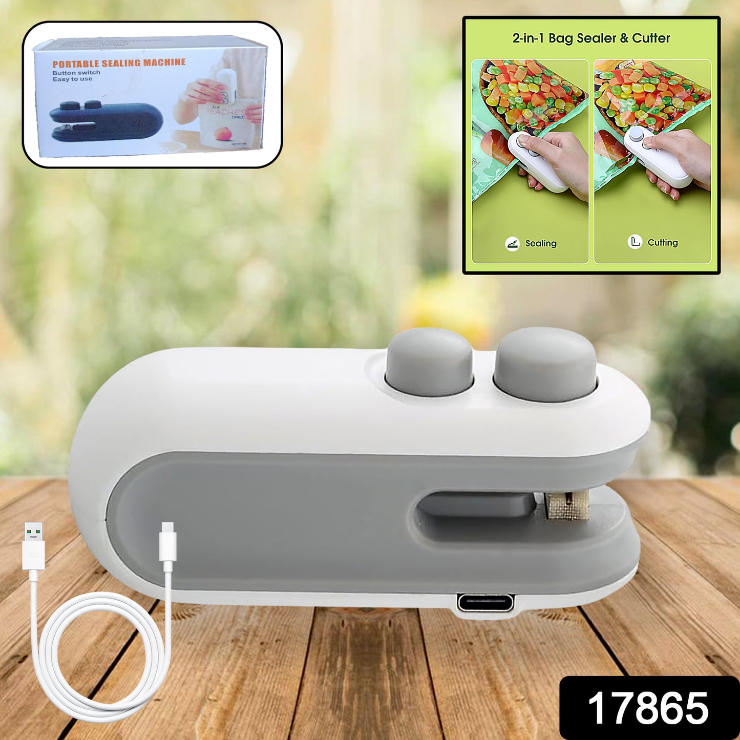 Mini Bag Sealer – 2 in 1 Heat Sealer & Cutter | USB Rechargeable Portable Food Sealing Machine for Snacks & Storage