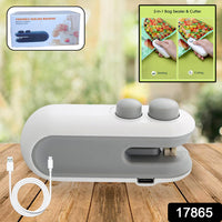 Mini Bag Sealer – 2 in 1 Heat Sealer & Cutter | USB Rechargeable Portable Food Sealing Machine for Snacks & Storage