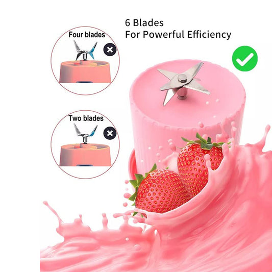 Portable Blender Juicer Bottle – 6 Blades, USB Rechargeable, 420ml Smoothie & Shake Maker