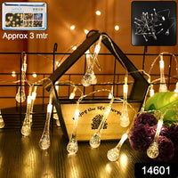 Decorative Led Lighting Chain With Crystal Water Drop Bulbs 3 Mtr